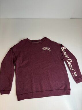 Hollister Sweatshirt Men Medium Sunset Coast LA Spell Out Distress Work Party Go